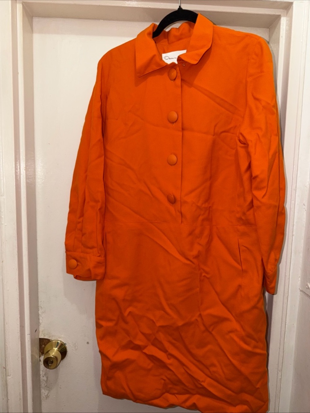Oscar de la Renta Vibrant Orange Mini Dress Coat